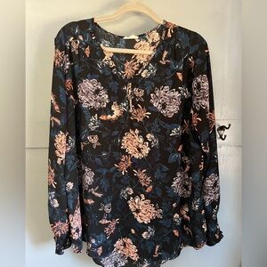 Maurices Floral Black Blouse
